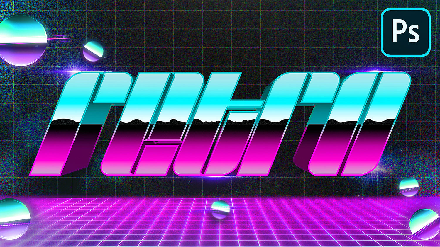 RETRO 80's Chrome Text Effect in Photoshop!